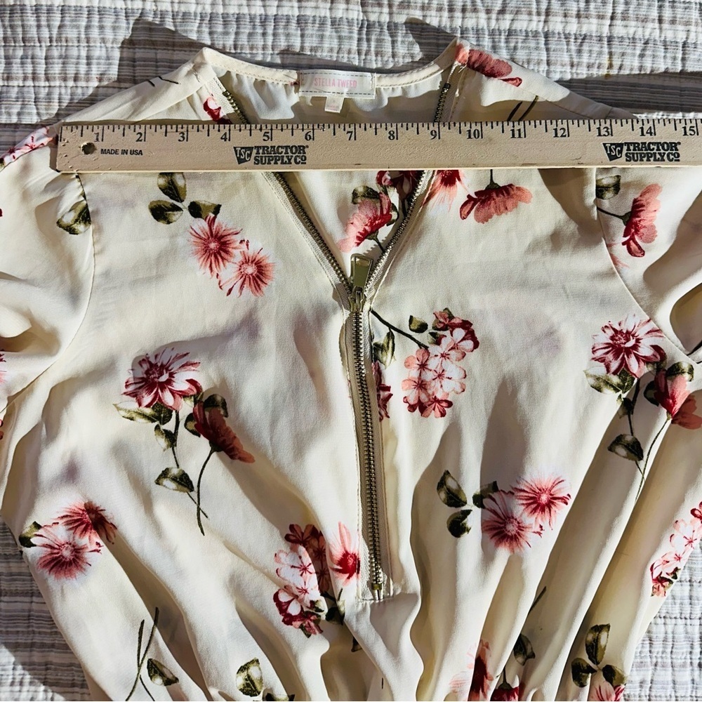 Stella Tweed Sheer Ivory And Floral Dress/Top, Size S - Picture 6 of 10